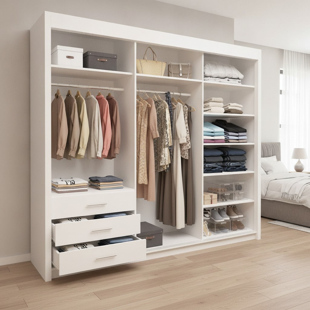 250 cm Milan Full Mirror Sliding Door Wardrobe