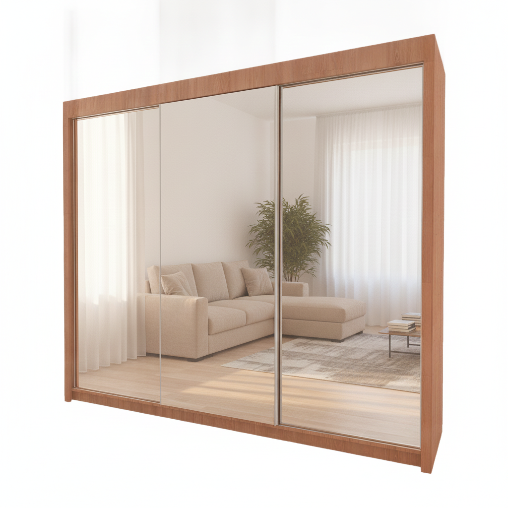 250 cm Milan Full Mirror Sliding Door Wardrobe