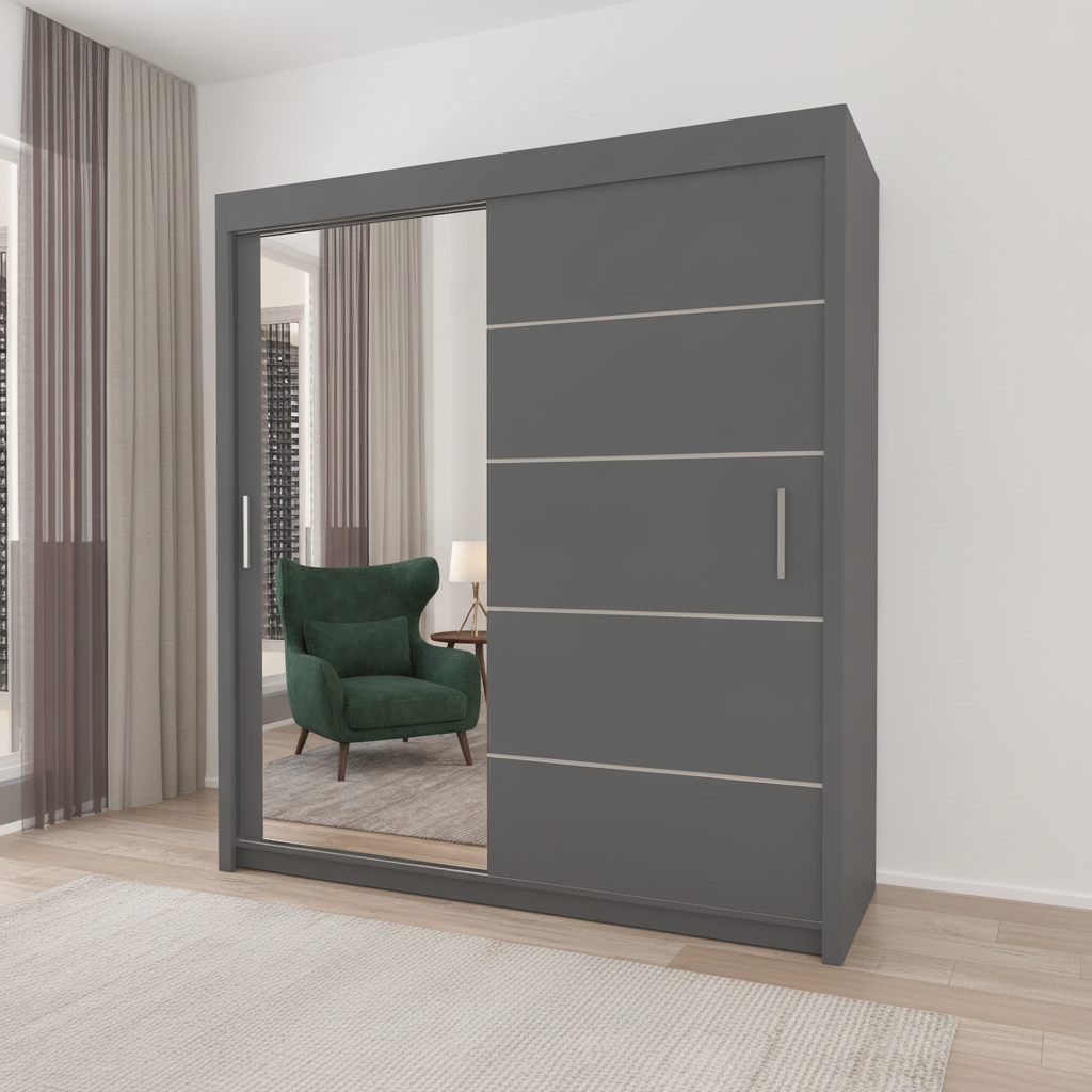 Sliding Mirror Door Wardrobe - 120cm Lyon