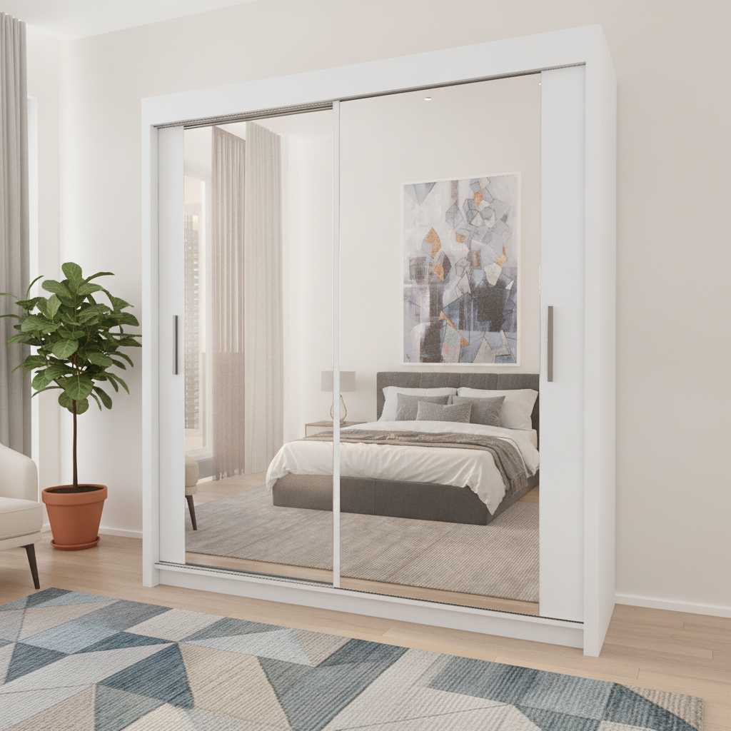 120 cm Milan Full Mirror Sliding Door Wardrobe
