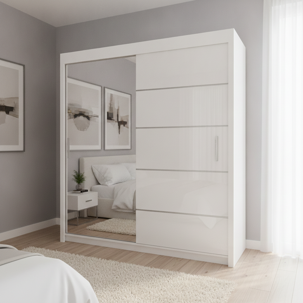 Sliding Mirror Door Wardrobe - 120cm Lyon