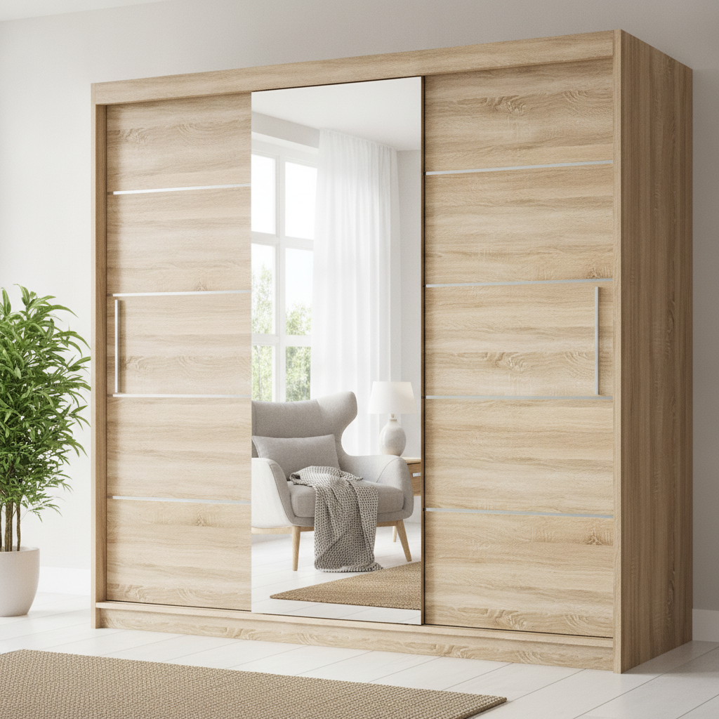 Sliding Mirror Door Wardrobe - 250 cm Lyon