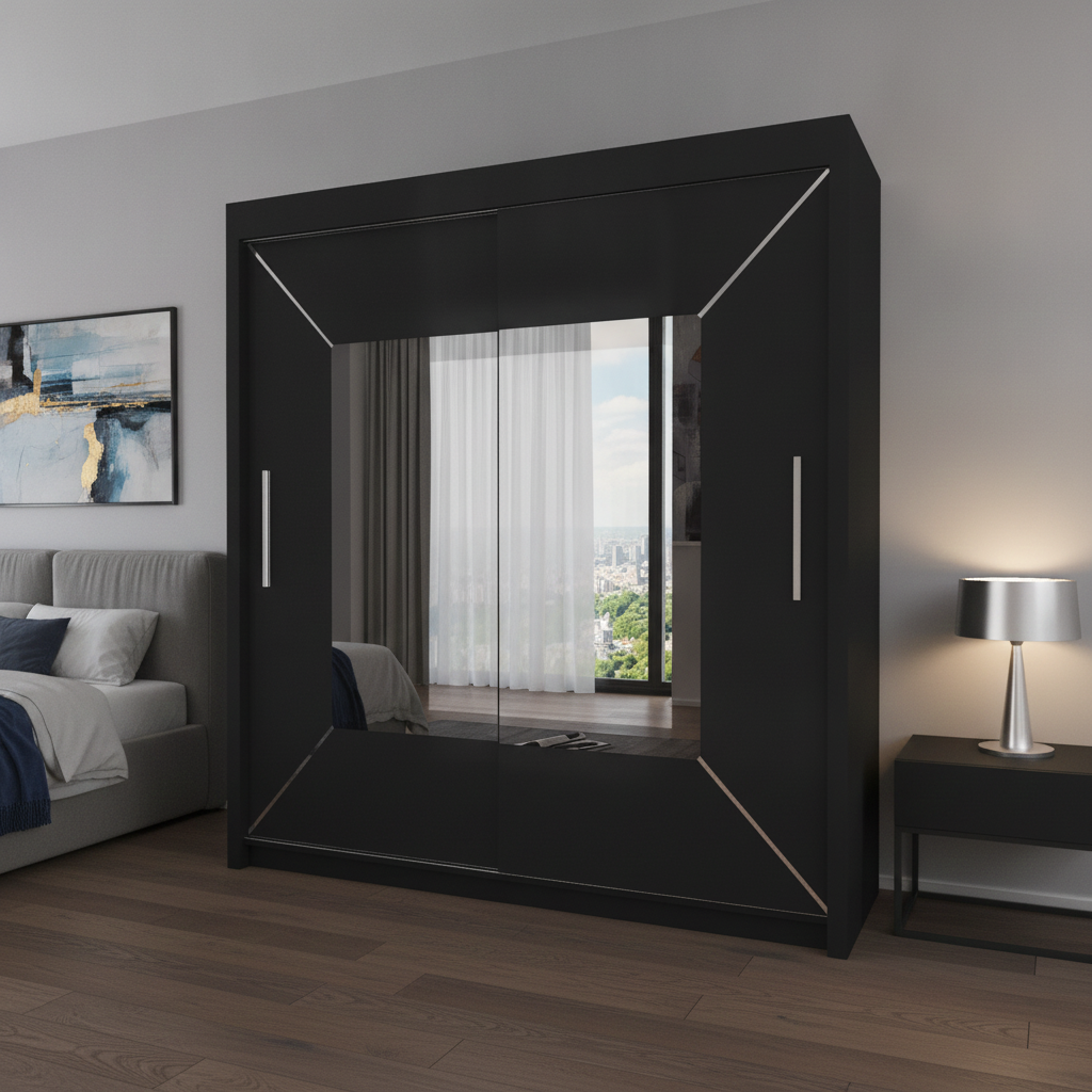 Sliding Mirrored Door Wardrobe - 150 cm Nicole