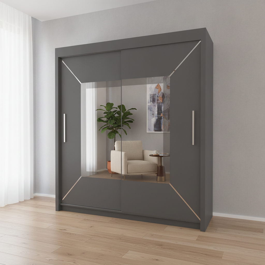 Sliding Mirrored Door Wardrobe - 150 cm Nicole