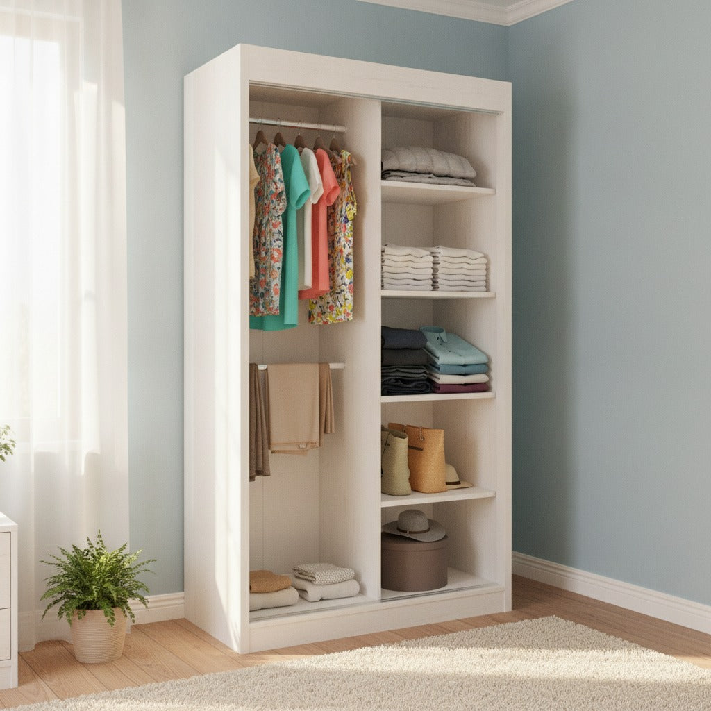 90cm Milan Full Mirror Sliding Door Wardrobe
