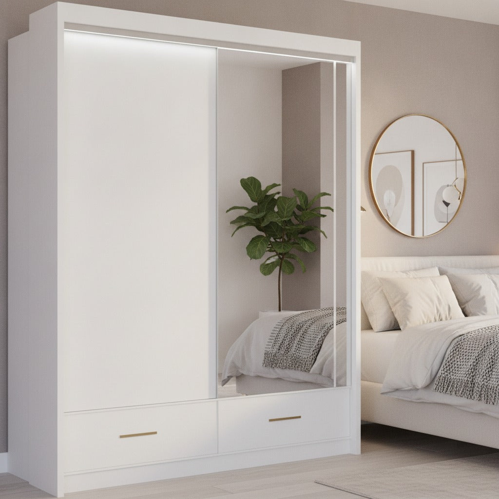 Flavia High Gloss Sliding Door Wardrobe - 150 cm