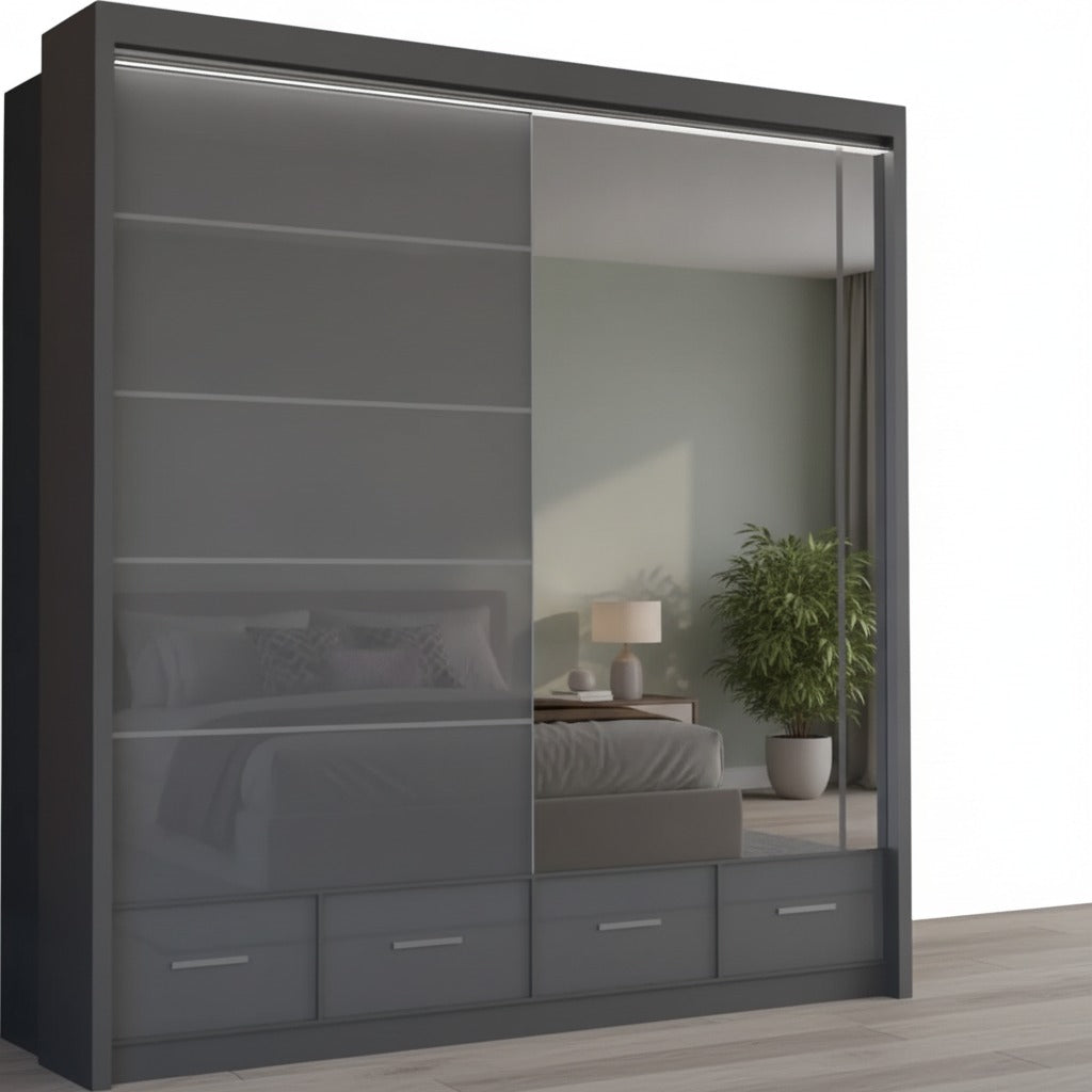 Flavia 2-Door High Gloss Sliding Wardrobe 203 cm