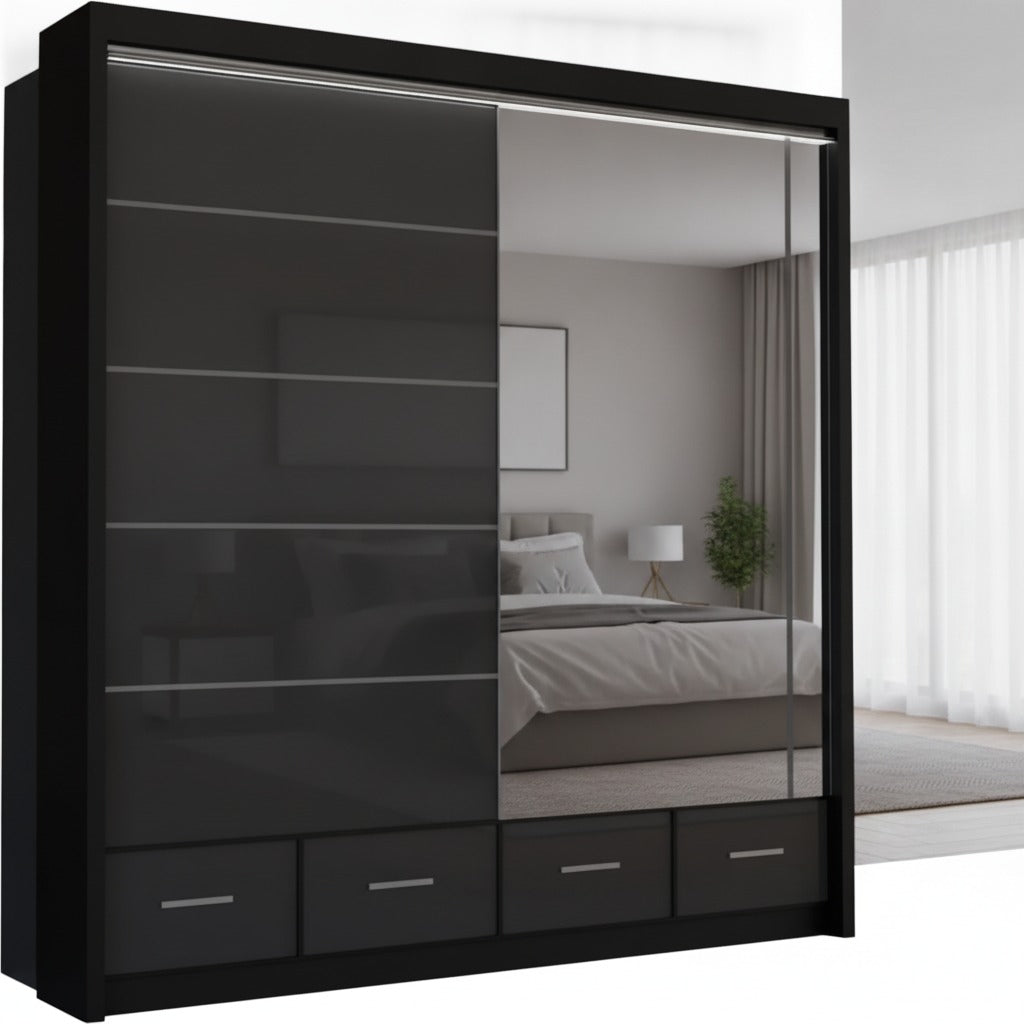 Flavia 2-Door High Gloss Sliding Wardrobe 203 cm