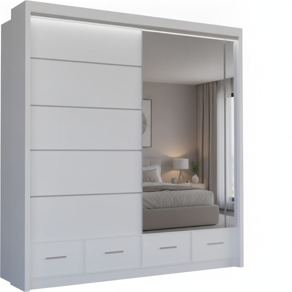 Flavia 2-Door High Gloss Sliding Wardrobe 203 cm